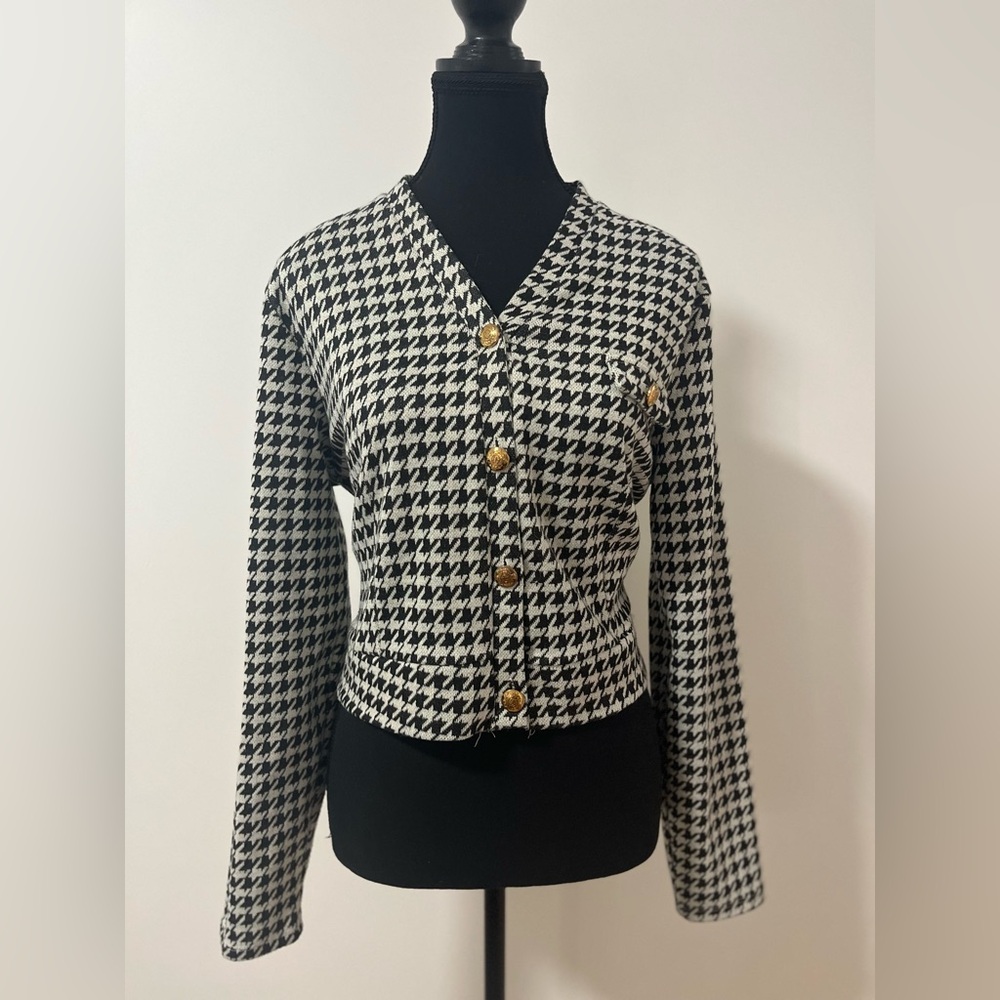Sunny Leigh Black and White Houndstooth Cardigan